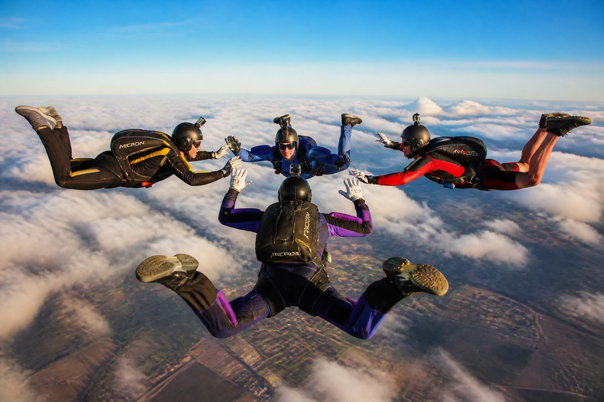 Skydivers in freefall formation